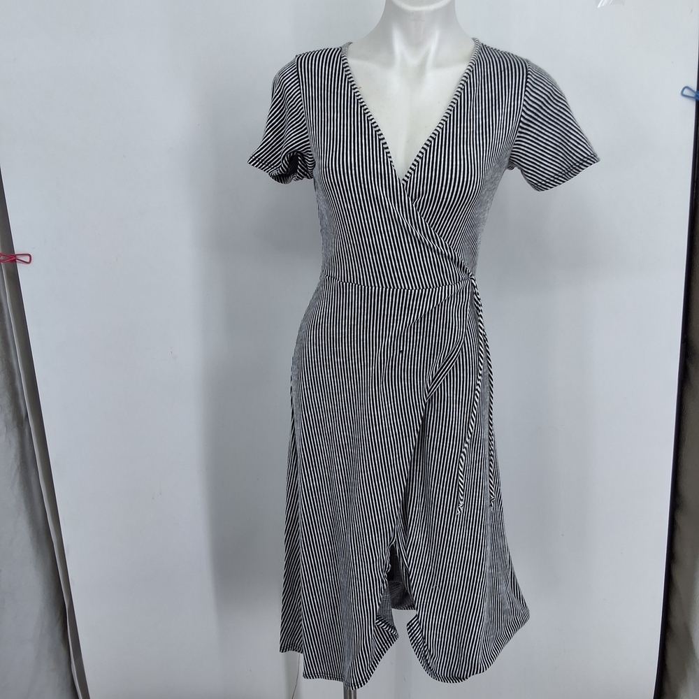 Caution To The Wind Large Black and White Striped Midi Dress